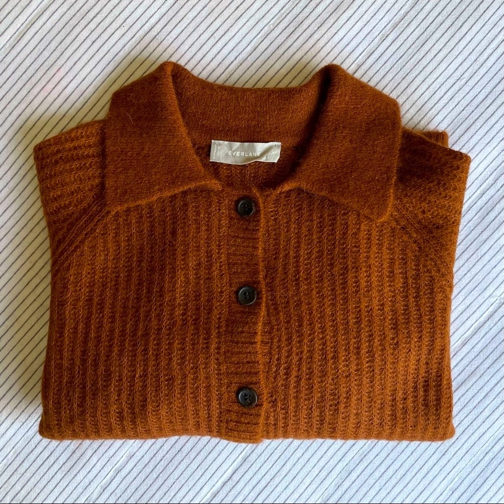 Like New: Everlane Alpaca Collared Cardigan, L, in Rosewood